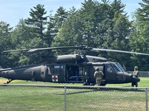 Helicopter on the ground.